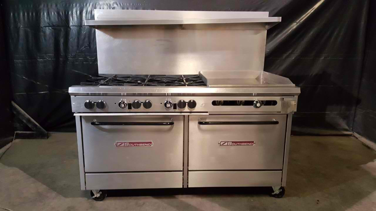 Used-Southbend X360DD-2TR 60" Gas Range w/ 6 Burner, 24" Griddle, & 2 Standard Ovens-buyREL