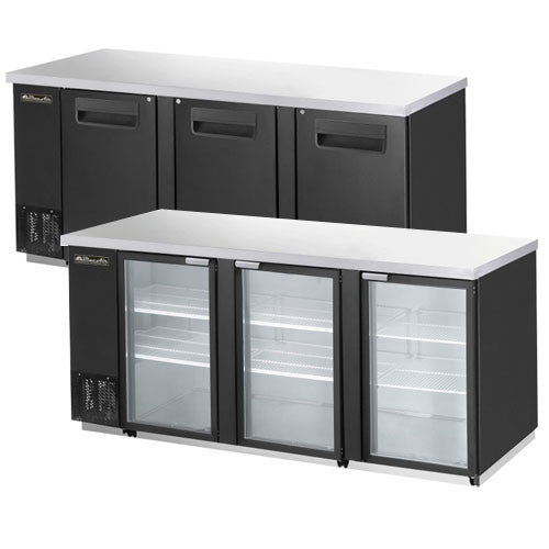 BBB90-4B-3 Doors Back Bar Cooler, Black Finish Exterior, W90"-buyREL