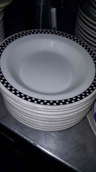 Used-Set of 9 Ceramic Bowls w/ Checker Pattern-buyREL