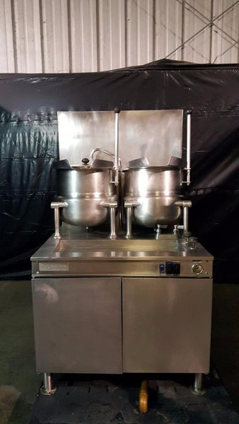 Used-Cleveland 36GMK1010200 (2) 10 Gallon Tilting 2/3 Steam Jacketed Steam Kettles-buyREL