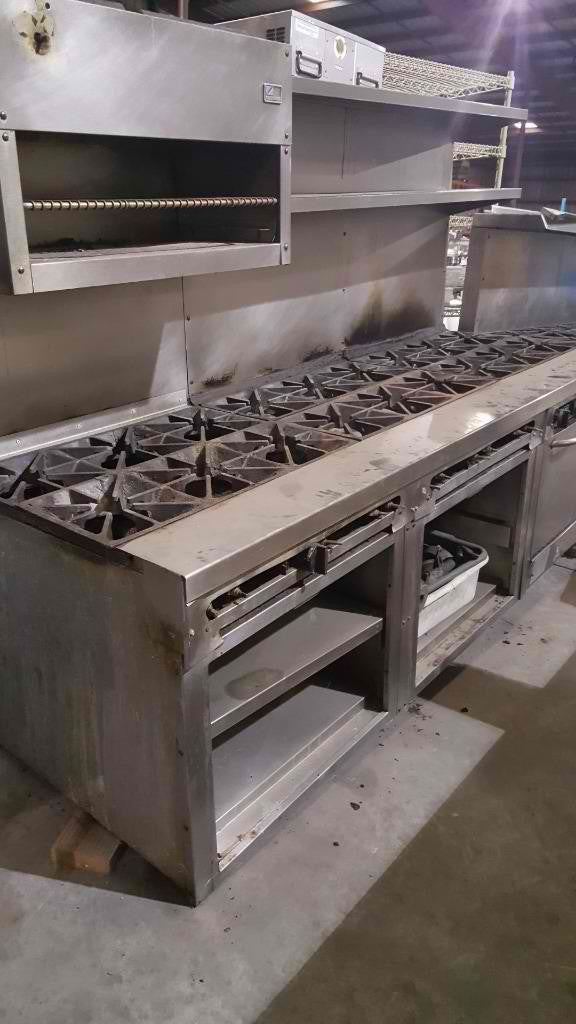 Used-Southbend 18 Burner Gas Range w/ 1 Standard Oven & Salamander-buyREL