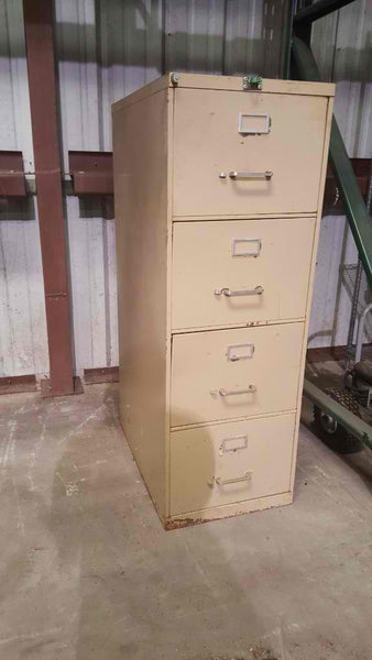 Used-Tan Metal 4 Drawer Filing Cabinet-buyREL