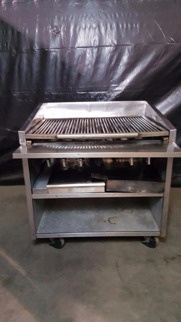 Used-Natural Gas 36" Floor Model Charbroiler w/ Cabinet Base-buyREL